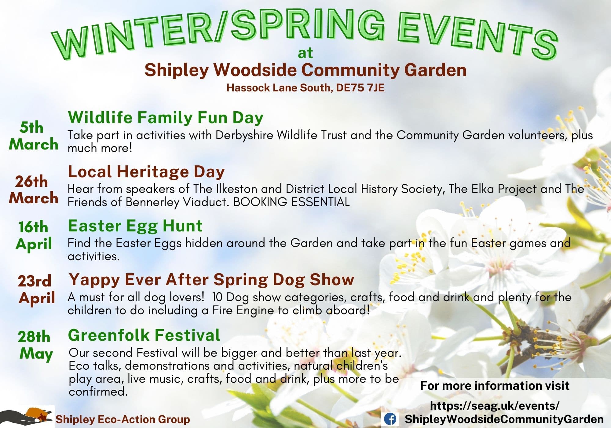 Winter/Spring Events confirmed at the Community Garden - SEAG - Shipley Eco-Action Group